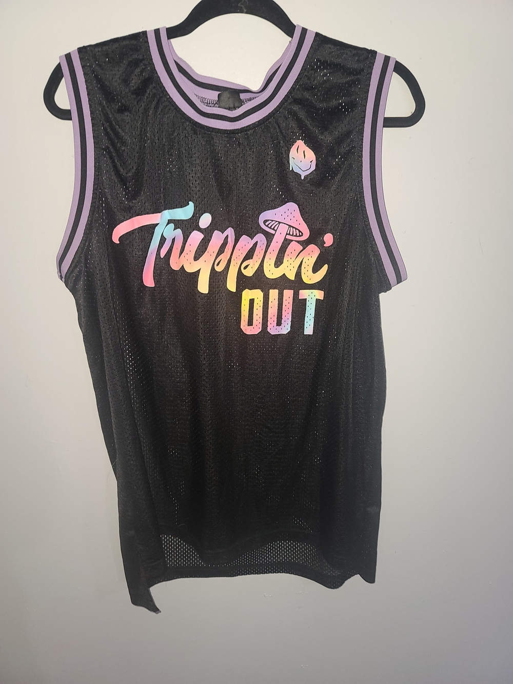 Spencer's Black Mesh Jersey with Lavender Trim